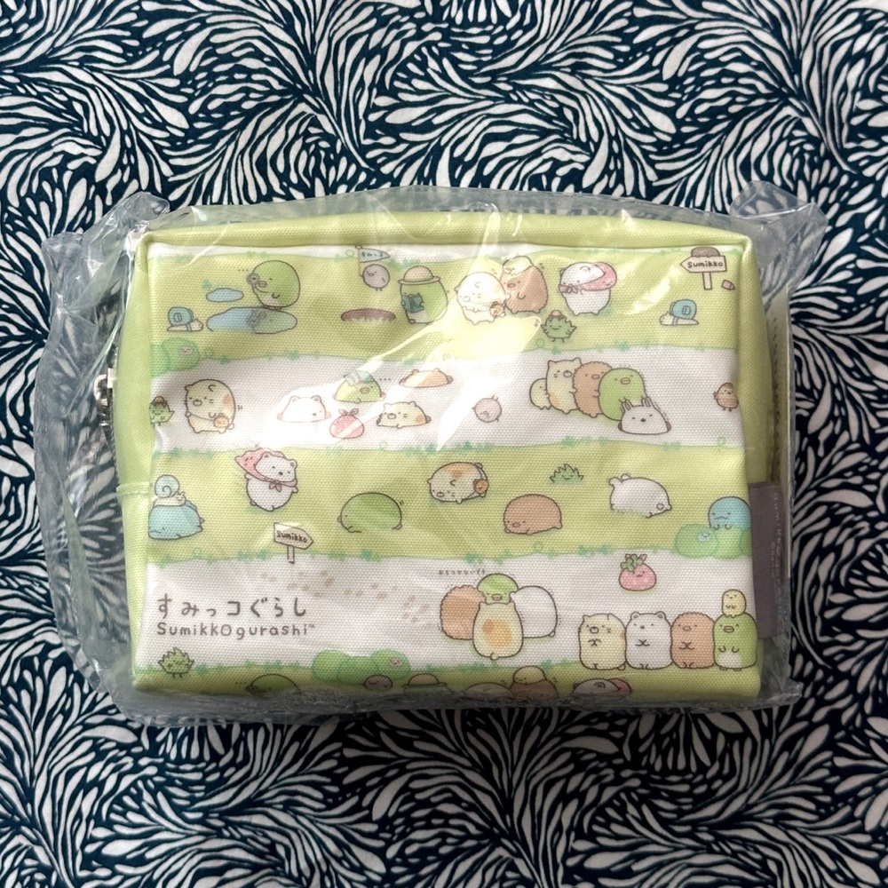 NWT San-X Summiko Gurashi Adventure Zipper Vanity Pouch Green Kawaii